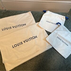Louis Vuitton Cream Dust Bags with Blue Logo **EMPTY BAGS**
